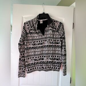 VS Victoria secret pink black‎ white Aztec zip up light sweatshirt L large